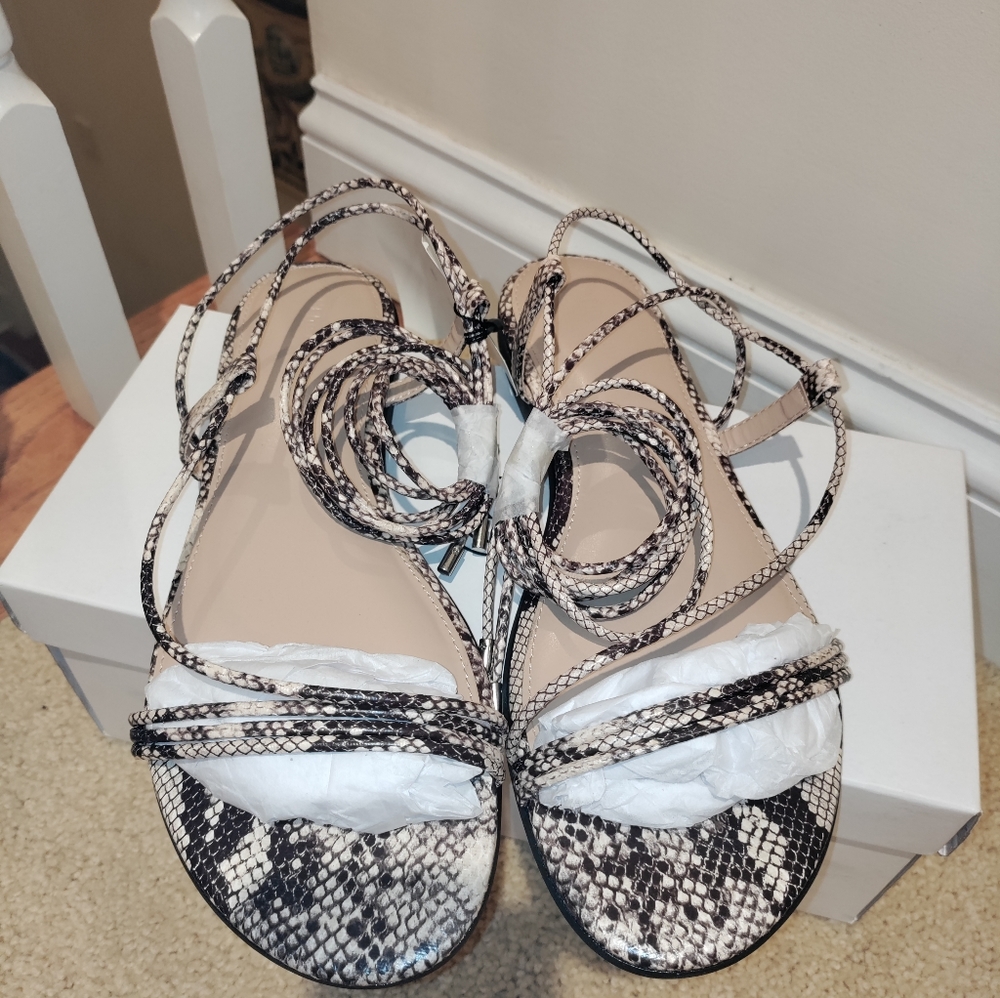 NIB The Drop brand snakeskin lace up flats